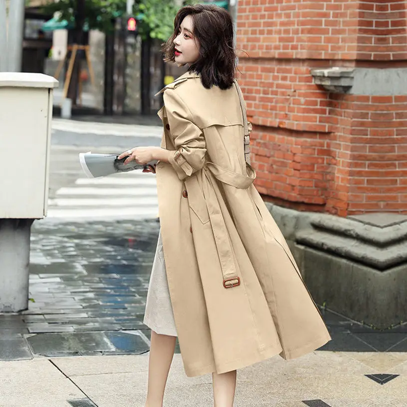 Spring Autumn England Style Khaki Coat For Office Lady Plaid Double  Breasted Fall Patchwork Jackets Korean Coats Women - Trench - AliExpress