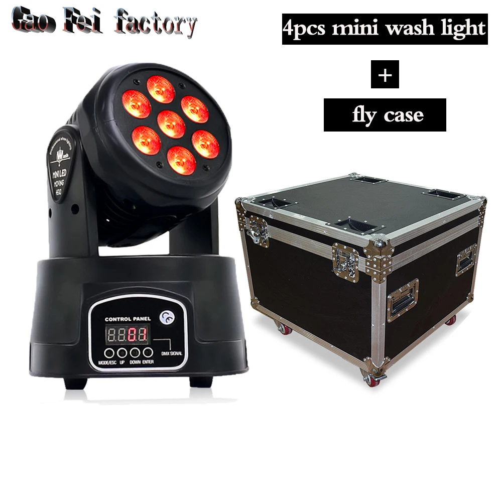moving head 7X12W Чехол для полёта с светодиодный подсветкой 7x12 Вт RGB светодиодный мини-движущийся головной свет dmx омывающая точечная лампа для события, дискотека вечерние ночной клуб - Цвет: moving head 7X12W