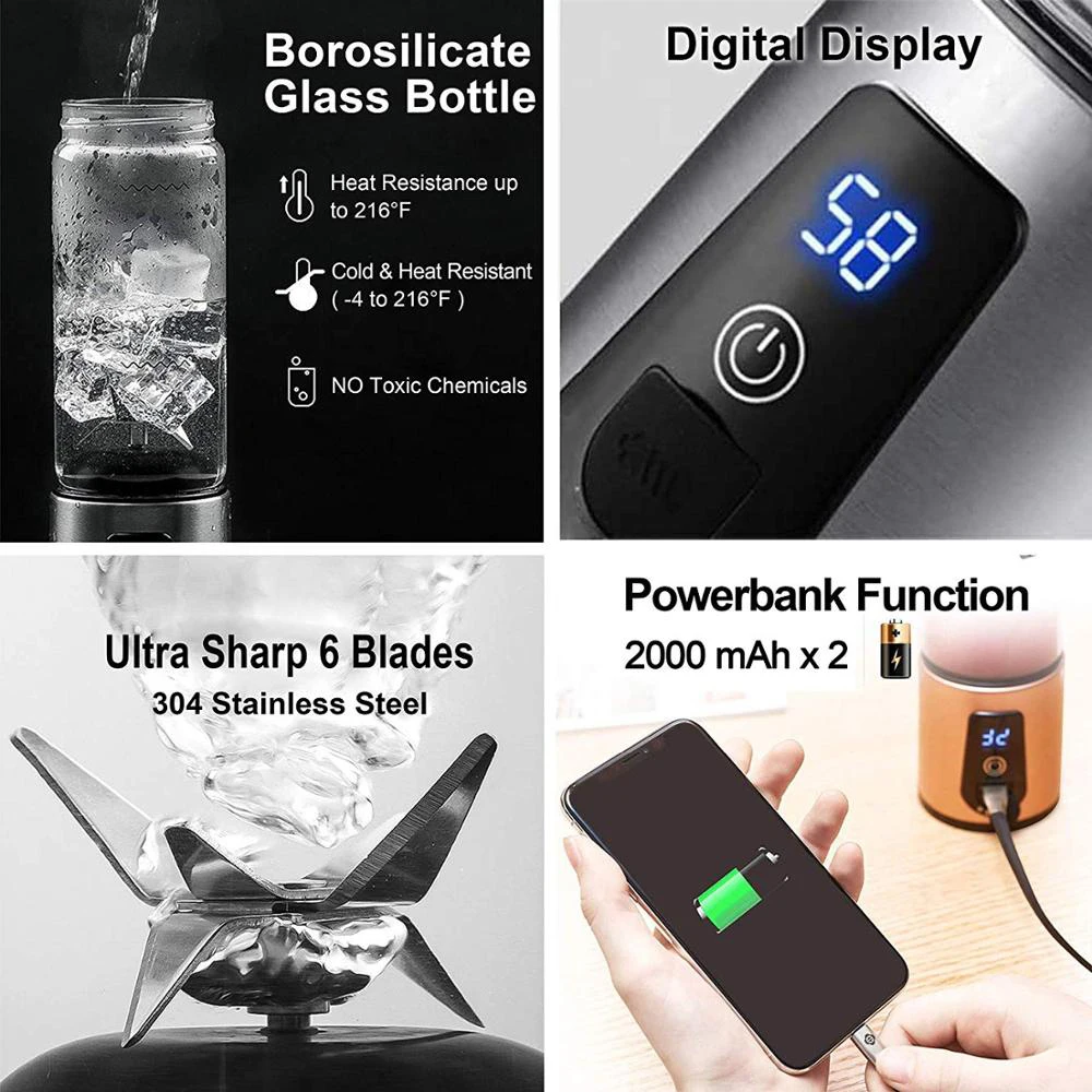 USB Перезаряжаемые Мини соковыжималка блендер Электрический фруктовый сок Миксер с Нержавеющая сталь 6-лезвие для смузи блендеры Еда процессор
