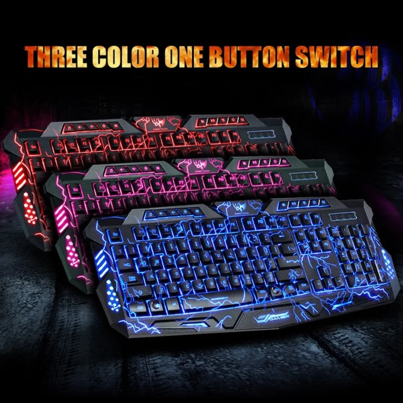 

Gaming Keyboards USB Wired Gaming Keyboard Waterproof Cool LED 3-Color Colorful Wired Breathing Backlit Keyboard For PC Laptop