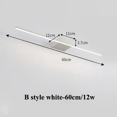 B style white 60 Современный минимализм металлический светодиодный настенный светильник белый/черный светодиодный настенный светильник для ванной комнаты светодиодный зеркальный светильник для спальни светодиодный бра - Цвет абажура: B style white 60