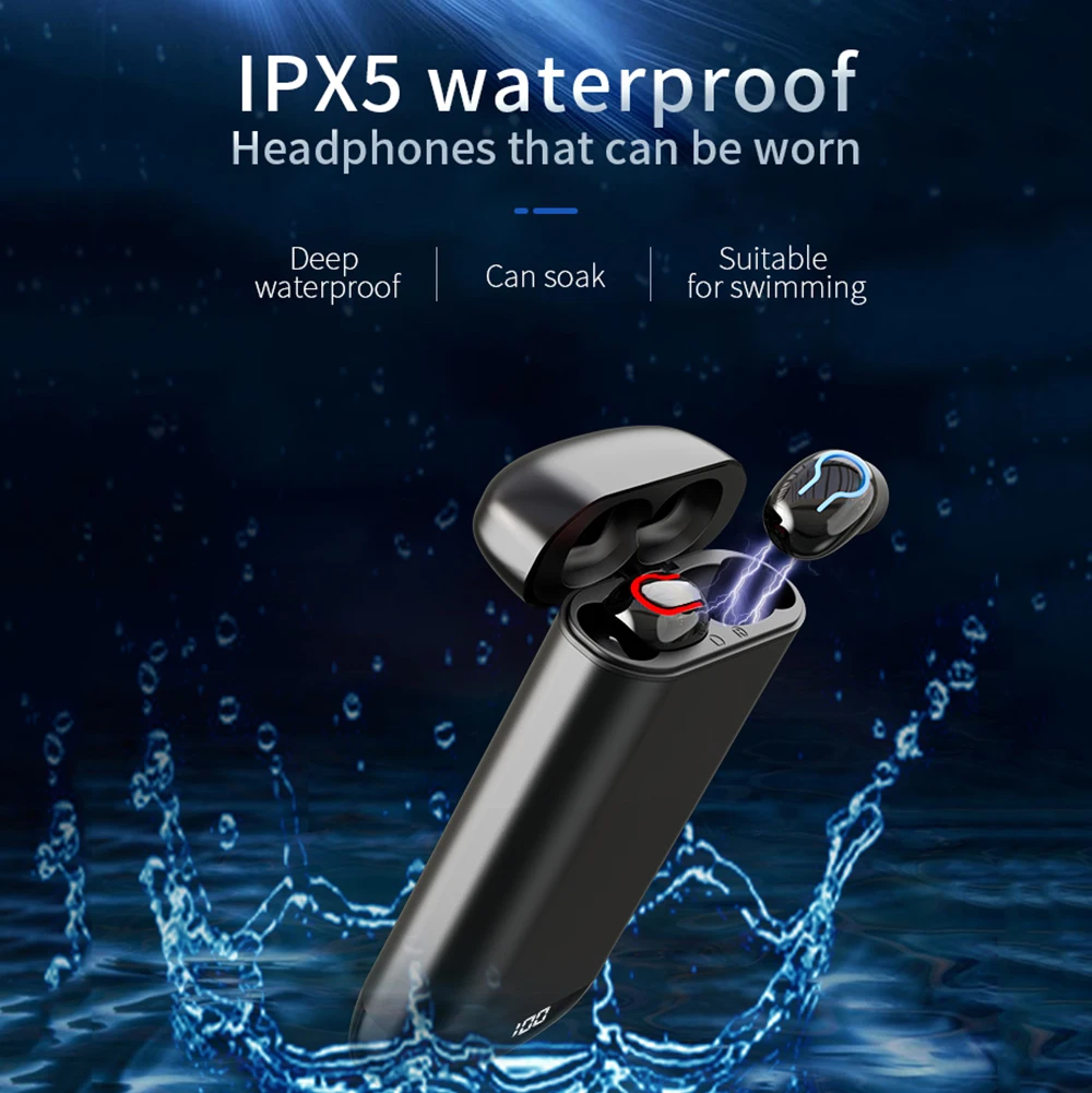 Original HBQ-Q66 Wireless Headphone Bluetooth 5.0 Earphone IPX5 Waterproof Headsets HD Bass Stereo Sport Earbuds with Microphone
