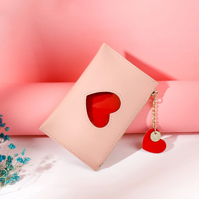 

Fashion Jelly Red Heart Girls Purses Women Cute Chain Zipper Wallet Ladies High Quality Small Clutch Multi-card Coin Purse New