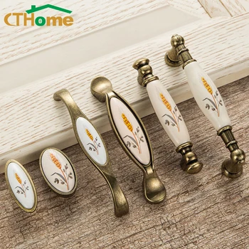 

96mm/128mm Vintage Classical Ceramic Handle Cabinet Knob Pull Furniture Dresser Handle Drawer Kitchen Closet Door Handle Lucky