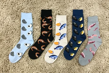 

Combed Cotton Men's Harajuku Colorful Happy Funny Bear Bird Fish Long Warm Dress Socks Male Wedding Christmas Gift