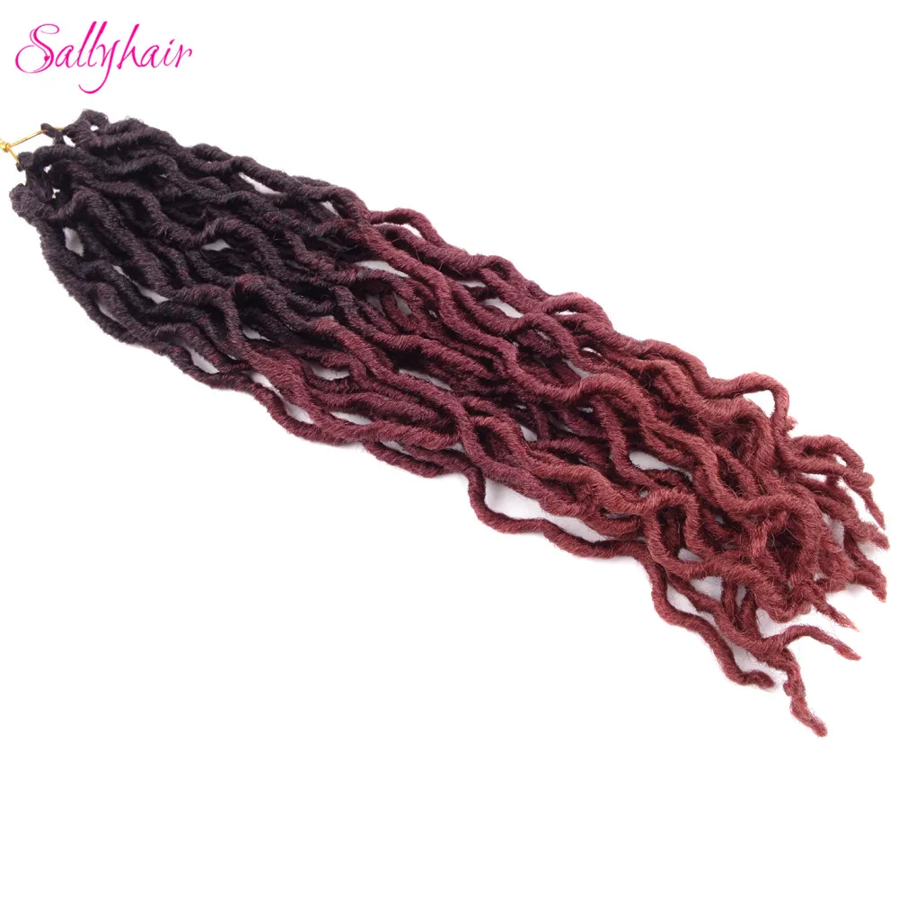 Sallyhair Faux locs Curly вязанные косички для наращивания волос 24 пряди/упаковка Омбре синтетические косички волос 18 дюймов - Цвет: T1B/красный