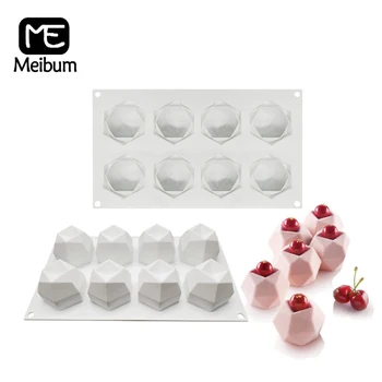 

Meibum 8 Cavity Diamond Polygonal Silicone Cake Mold Muffin Cupcake Baking Tools French Dessert Mousse Pastry Tray Candle Mould