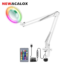 

NEWACALOX 5X Magnifier Wireless Remote Control LED Lamp 3 Adjustable Lights Color Suitable for Reading crafts Hobby DIY Welding