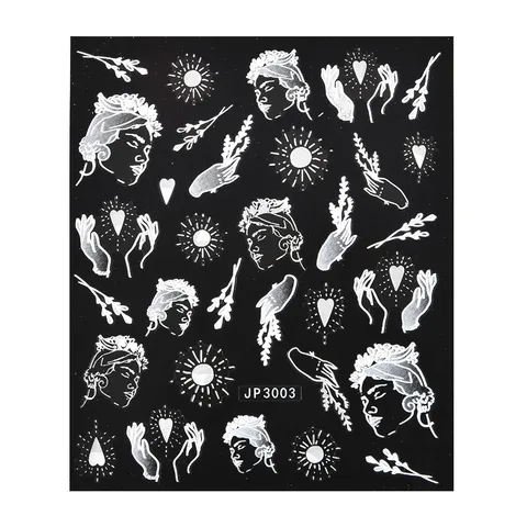 5D White Lace Flowers Nail Stickers Leaf Ballet Geometry Butterfly Gradient Abstract Self-Adhesive Nail Design Slider Decor