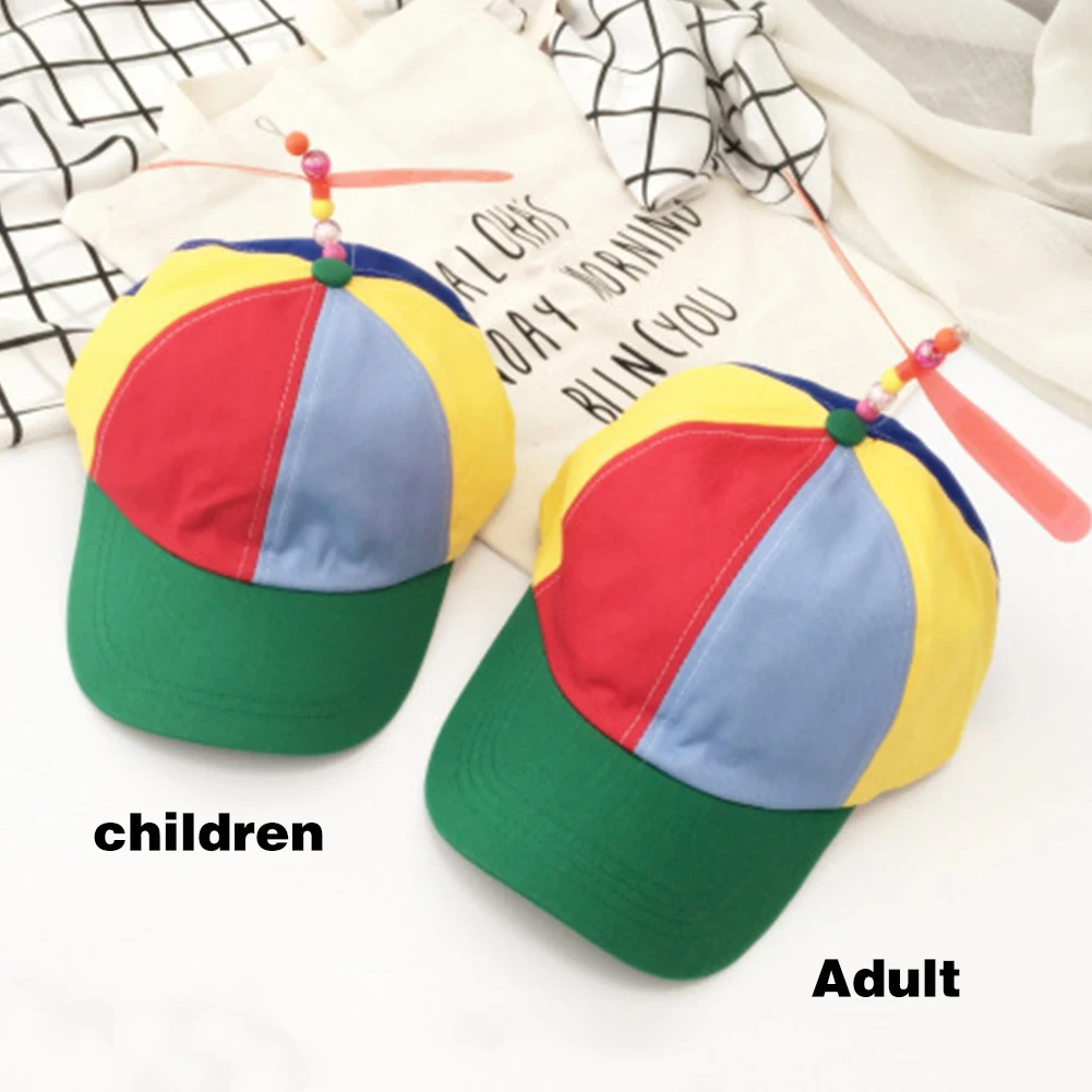 

Summer Unisex Creative Propeller Cap adjustable Baseball Hat Helicopter Rainbow Color Fancy Hat for Adult for Children kids