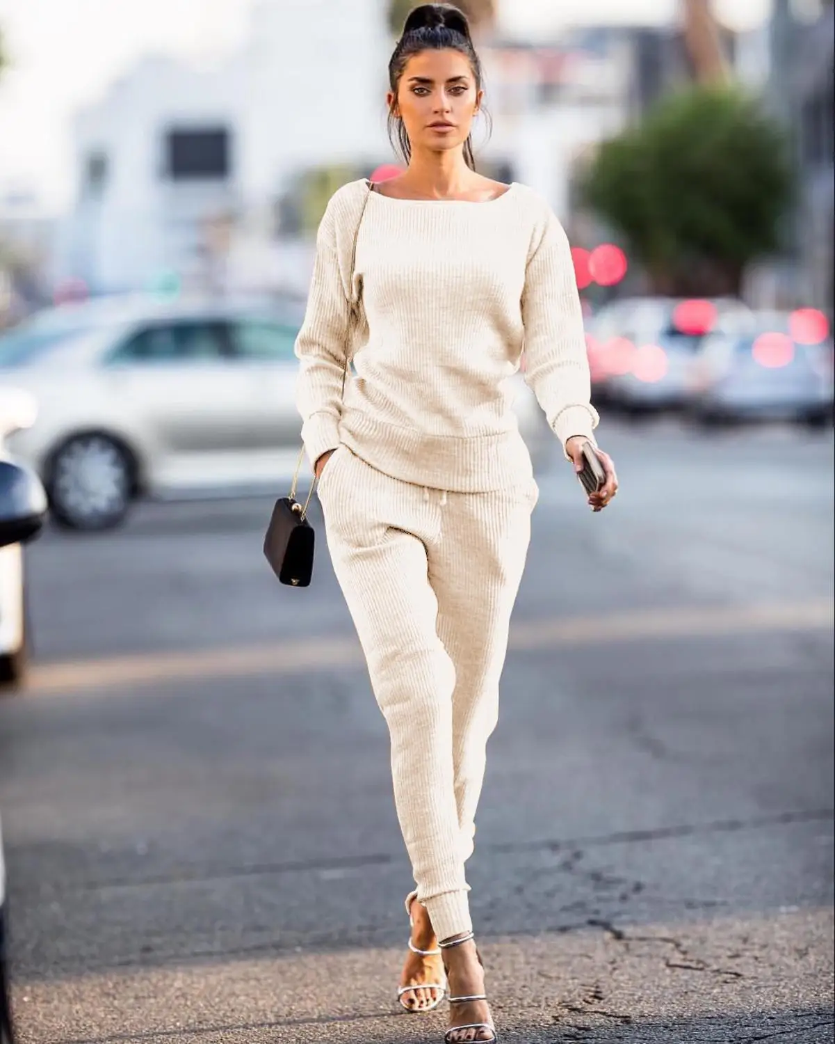 

Casual sports suit European and American women's autumn and winter models urban casual two-piece long-sleeved solid color ladies