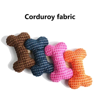 

Interactive Corduroy Bone-shaped Dog Chew Toy For Teeth Cleaning Pet Durable Squeaky Toy Molar Training For Dog French Bulldog