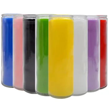 

Colorful religious magic candle Religious divination candle Glass church Seven-layer chakra rainbow 7-day candle 6.3x21cm