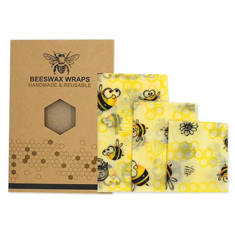 Big bee Новинка, 3 шт./набор, Экологически чистая пищевая упаковка, пчелиный воск, пленка, многоразовые пакеты для хранения свежести, растягивающаяся упаковка - Цвет: Big bee