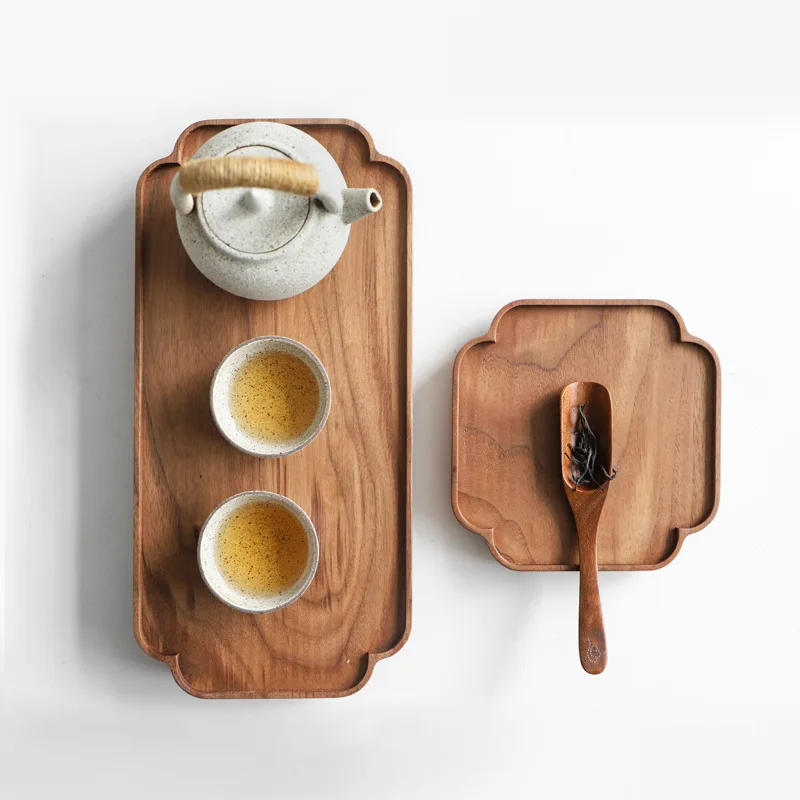

Black Walnut Rectangular Solid Wood Tea Table Pot Holder Chinese Pastoral Creative Lace Tray Set Afternoon Tea Tray Cup Mat
