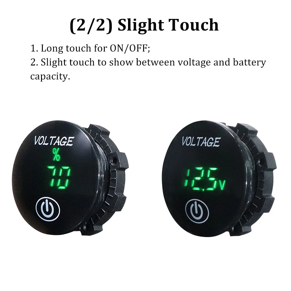 LED Digital Voltmeter Voltage Meter Battery Capacity Monitor Volt Panel With Touch ON OFF Switch For Car Motocycle ATV Boat
