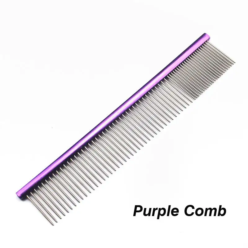Многоцветная стальная расческа, расческа для домашних животных - Цвет: Purple Comb