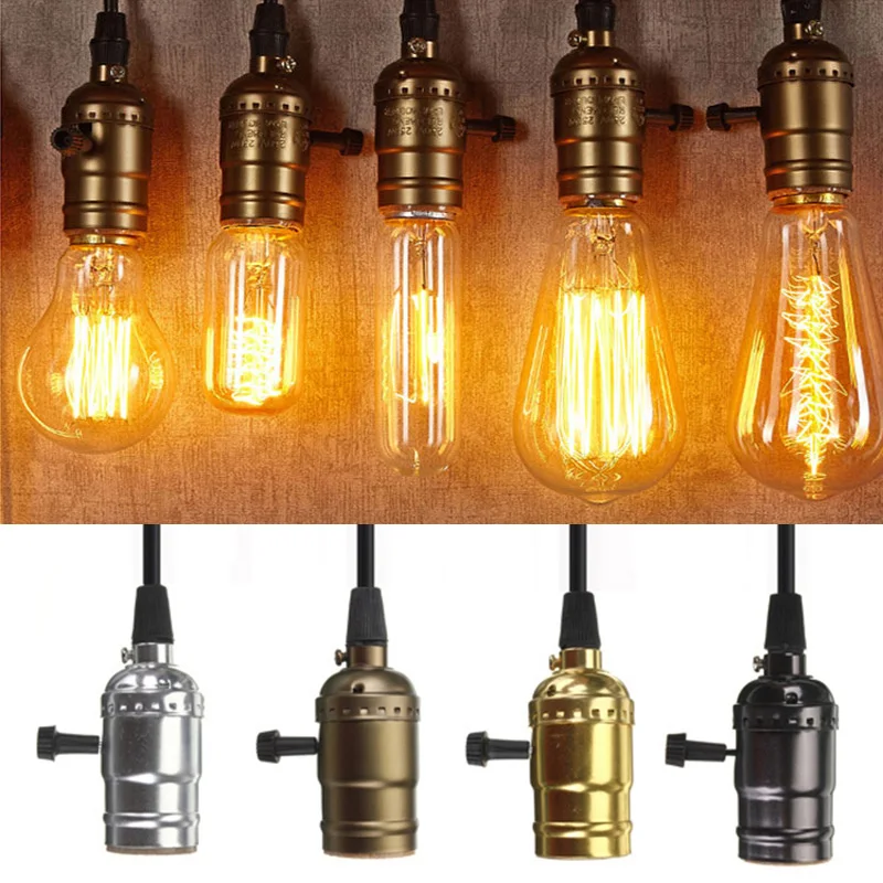 Industrial retro E27 screw lamp holder aluminum shell chandelier lighting hanging wire lamp Accessoires d'clairage Douille E27