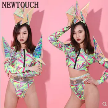 

Printing Bodysuit Women stage Costumes For Singers DS DJ Night Club Sexy Clothing Jazz Dance Costumes Performance Costume NEW
