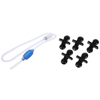 

1Pcs Direct Suction Type Fish Tank Manual Cleaner Pump & 5Pcs Divider Sheet Holder Suction Cup for Aquarium Fish Tank Black