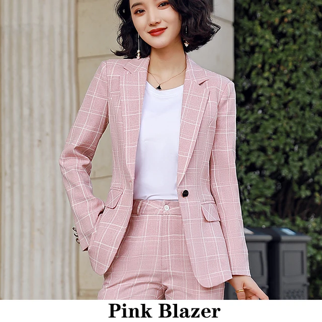 pink and white plaid pants