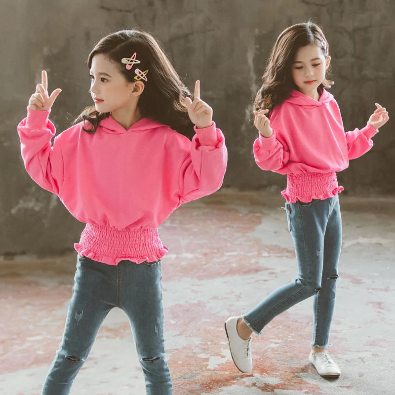 Girls Clothes Sets Children Clothing Outfits Kids Boutique Teen Spring Autumn Fall Hoodies+ Jeans 2 to 13 Years
