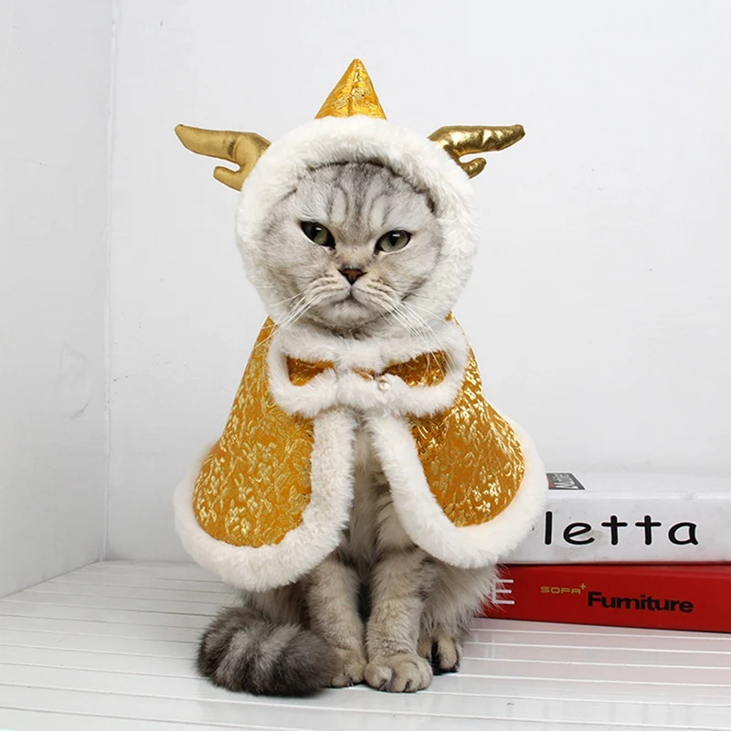 Костюм для маленьких собак, кошек, пальто с капюшоном, для питомца дракона, благоприятная накидка в китайском стиле, плащ для питомца