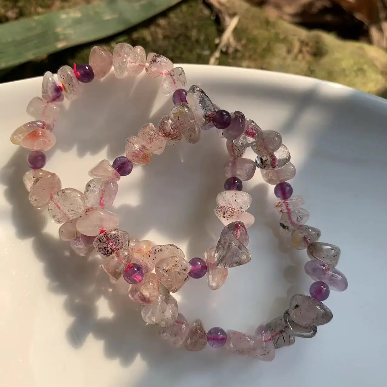 Genuine Natural Super Seven Bracelet Crystal Gift Woman Gemstone Super 7 Semi Precious Stone Jewelry