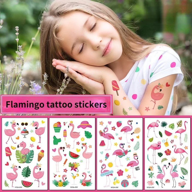 

10pcs Flamingo Temporary Tattoo Stickers Hawaiian Temporary Tattoos Waterproof Tropical Tattoos Stickers for Party Decorations