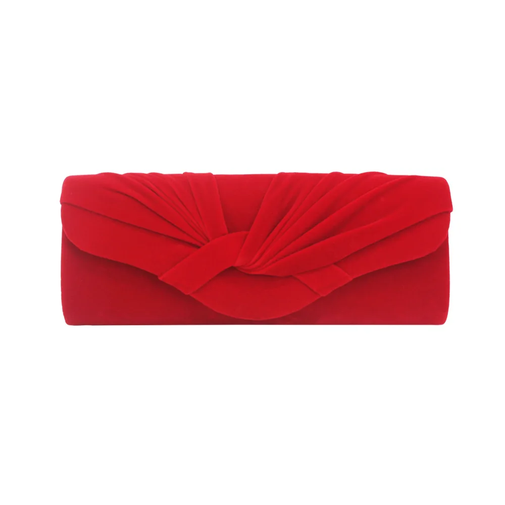 red Однотонные элегантные фланелевые клатчи Прямоугольная Сумка-конверт Свадебная женская сумочка модные вечерние банкетные шикарная сумка винтажная - Цвет: red