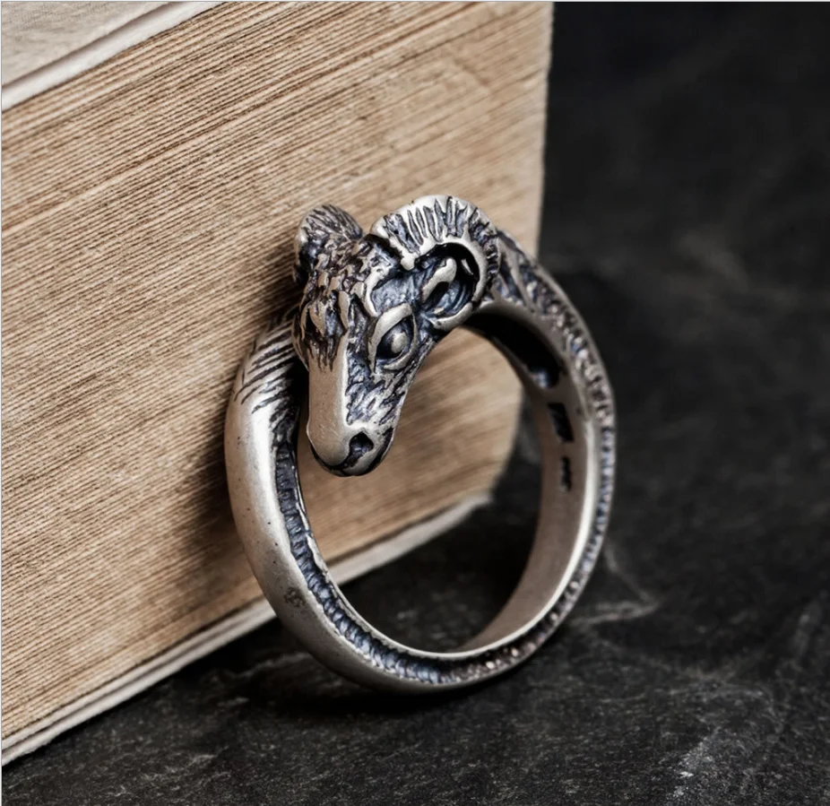 

New design retro sheep head ring 925 sterling silver adjustable alternative temperament ring