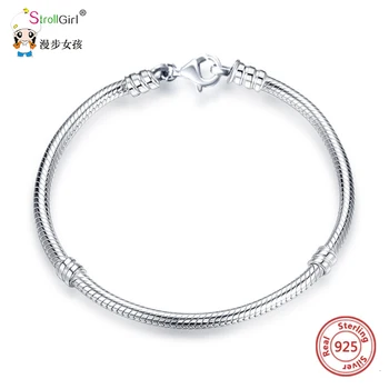 

Strollgirl 100% 925 Sterling Silver Snake Chain Original Charm Bracelet Luxury Fashion Jewelry Making Woman Gift Free Shipping
