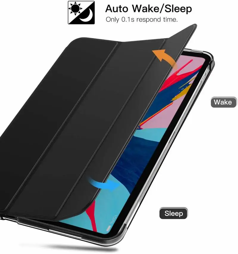 Для iPad Pro 1" чехол, полупрозрачный, с глазурью задняя крышка и боковое отверстие для карандаша магнитный держатель, автоматическое Пробуждение/сон складной кошелек из трех частей