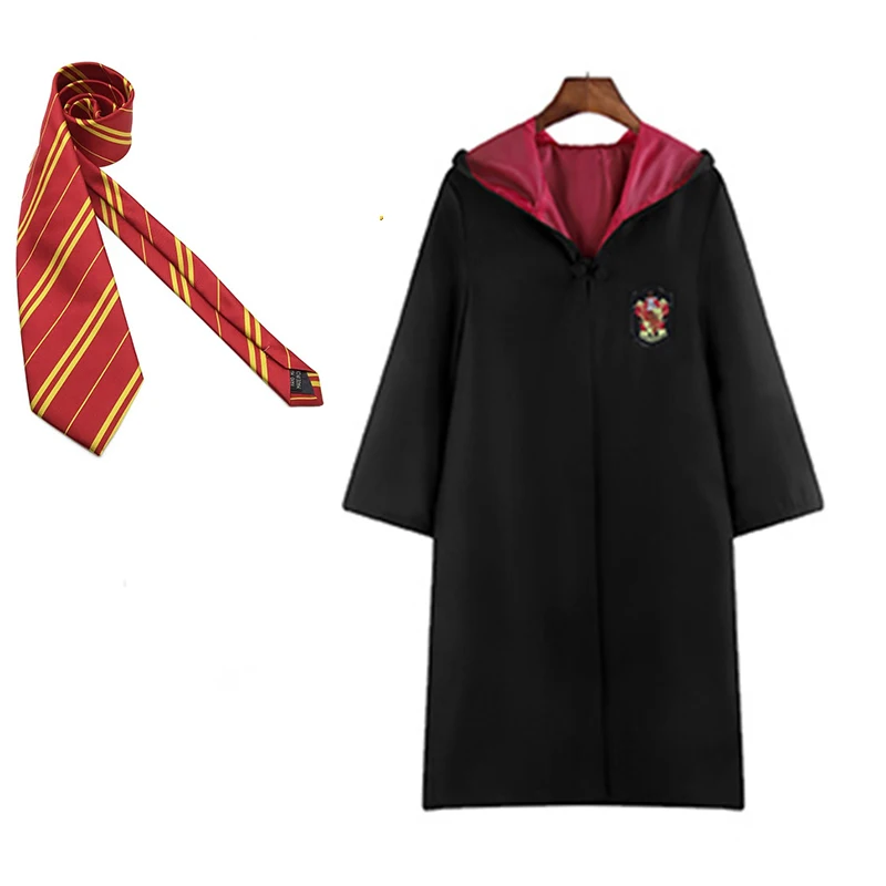GryffindorWith TIE Поттер халат накидка плащ с галстуком шарф палочка очки шляпа Ravenclaw Гриффиндор Hufflepuff Слизерин накидка косплей рождественский подарок - Цвет: GryffindorWith TIE