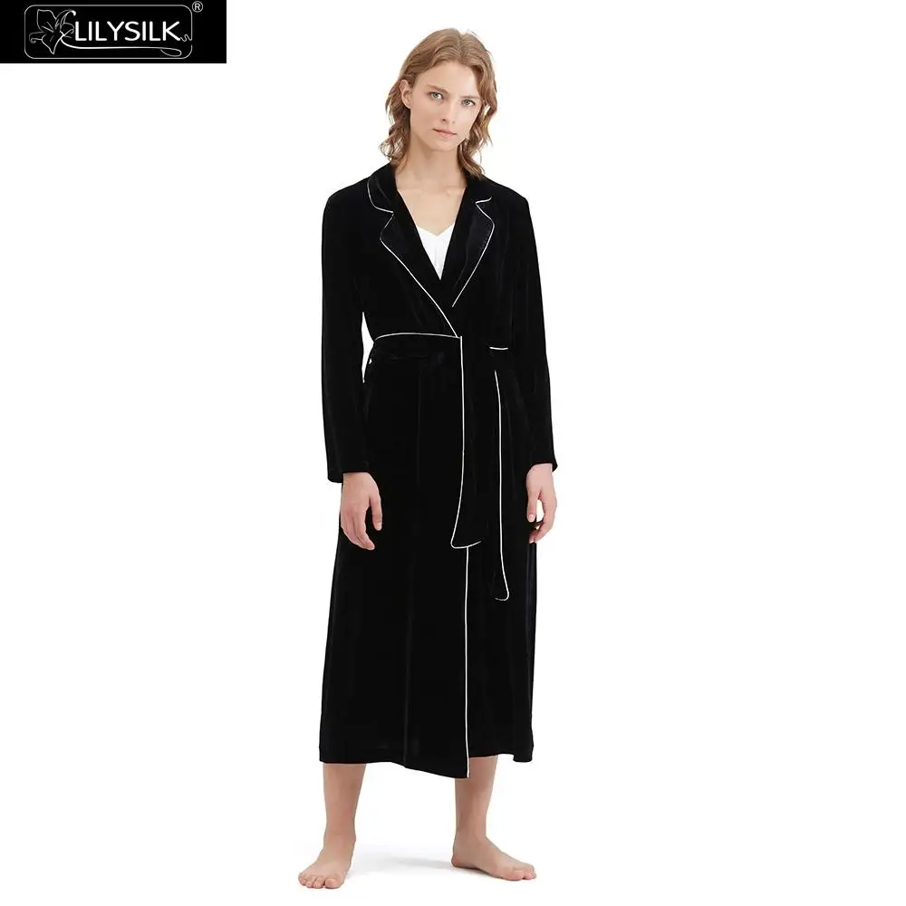 Us 185 5 30 Off Lilysilk Silk Robe Chic Full Length Velvet Long Sleeve Luxury Natural Women S Clothing Free Shipping In Robes From Underwear
