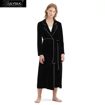 

LilySilk Silk Robe Chic Full Length Velvet Long Sleeve Luxury Natural Women's Clothing Free Shipping