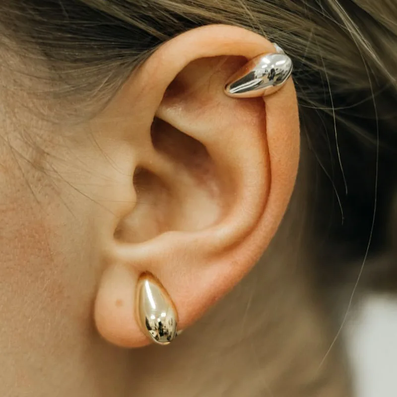Minimalist Exaggeration Simple Retro Metal No piercing Irregular Profile Ear Bone Clip Earrings for Women Party Jewelry ear clip earrings,clip earrings,fashion earrings