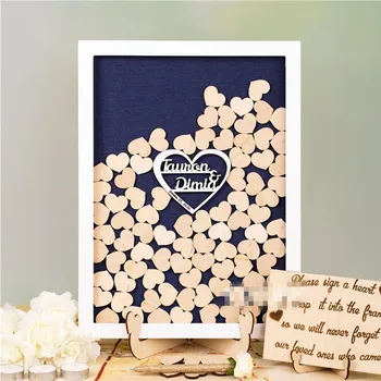 

Personalize Wood Wedding Engagement Guest Book, Custom Baptism Bridal shower birthday party Drop Top Wishing Box Guestbook