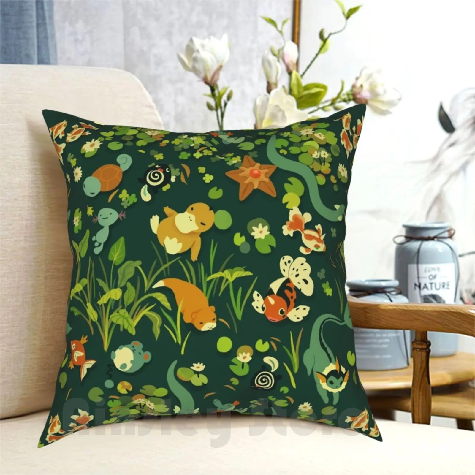 

Pillow Case Printed Home Soft DIY Pillow cover Patterns Floral Water Aquatic