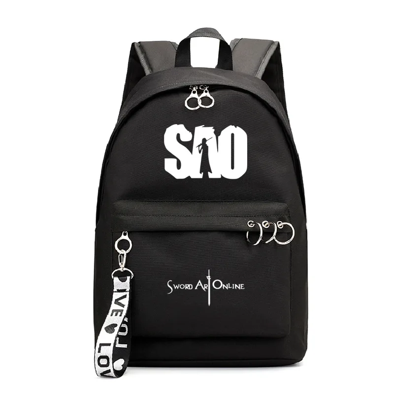 Anime Sword Art Online SAO Backpack School Book Bags Mochila Travel Bag Laptop Ribbon Ring Circle Boy Girls Backpack Pink Black
