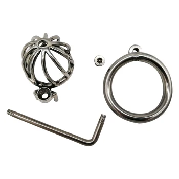 Screw Lock Ergonomic Design Stainless Steel Male Chastity Device Super Small Cock Cage Penis lock Cock Ring Chastity Belt S070 3