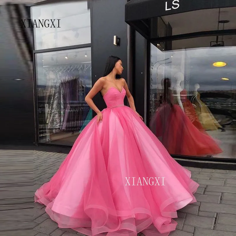 

Candy Color Tulle Ball Gown Coral Long Evening Dress Royal Blue Vestido De Festa Off The Shoulder Cheap Formal Evening Gown 2019