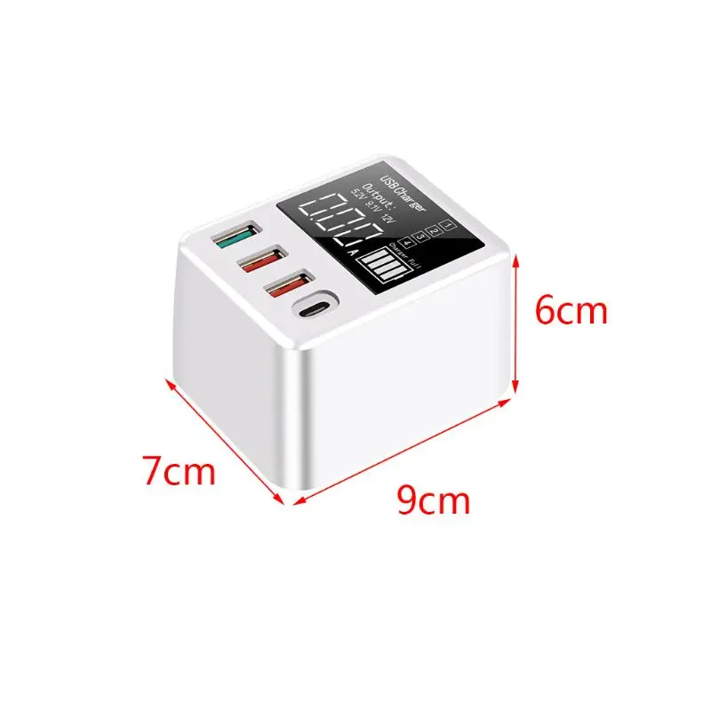 4 Ports USB QC3.0 Charger Hub Fast Charging Dock Stand with LED Display Screen for Cellphone Smartphone Tablet EU US UK Plug