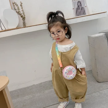 

Kids Cute Doughnut Shoulder Bag Zipper Crossbody Handbag Silicone Children Candy Household Caring Children Ornament