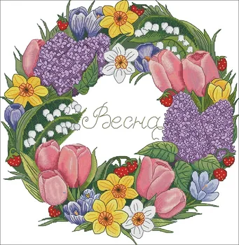 

cross stitch kits genuine long-staple cotton from Egypt with no magazine UNprinting needle-free kit - Spring Wreath