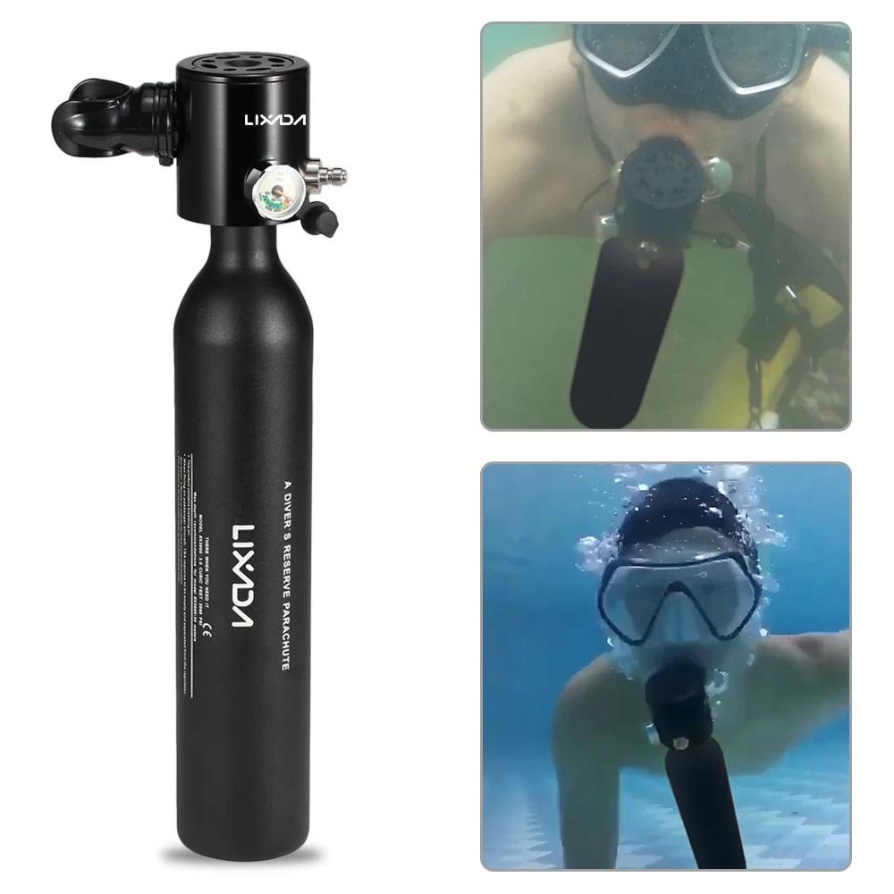

LIXADA 0.5L Diving Oxygen Cylinder Diving Air Tank Breathe Regulator Diving Respirator with Gauge Snorkeling Breathing Equipment