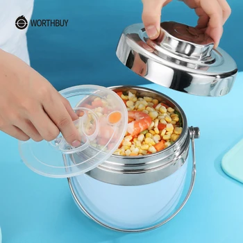 

WORTHBUY Vacuum Thermal Lunch Box 304 Stainless Steel Bento Box Portable For Kids School Food Containers Storage Picnic Set