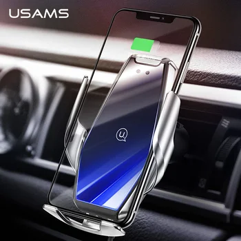 

USAMS Qi Wireless Car Charger Automatic Infrared Induction 10W Car Phone Holder Charge Fast Wireless Charging for iPhone Samsung
