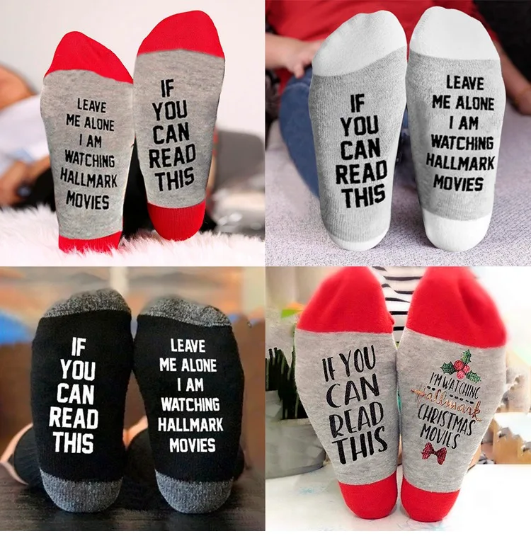 Рождественские хлопковые носки с буквенным принтом; Рождественский Декор; рождественские подарки; товары для рождественских праздников; Новинка года;