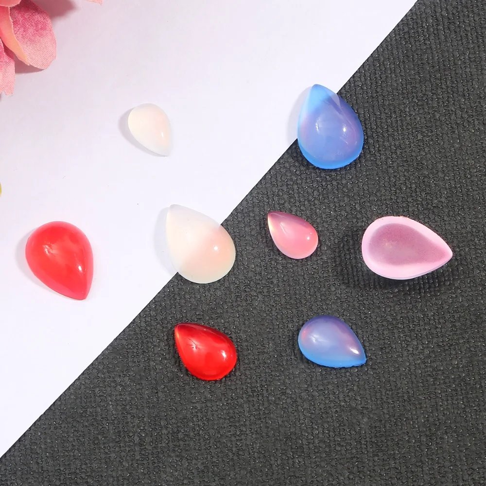 10 teile/los Harz Flatback Wasser Tropfen Form Perlen Faux Katze Auge Cabochon Perle Handgemachte DIY Lose Perlen Für Schmuck Machen erkenntnisse – Detail 2